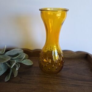 Vintage MCM Amber Glass Bud Vase 9"
